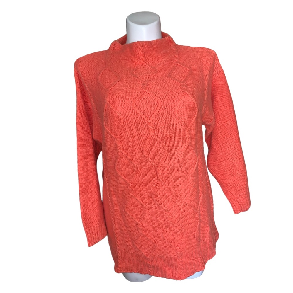 Jennifer Moore Fisherman Orange Knit Sweater, Size 1X